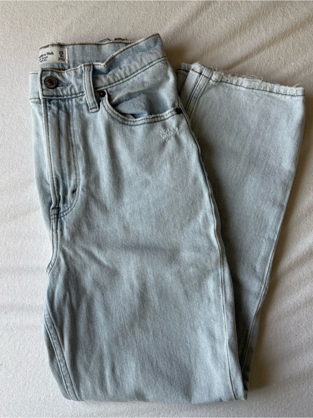 Abercrombie & Fitch Light Wash Curve Love Ankle Straight Jeans